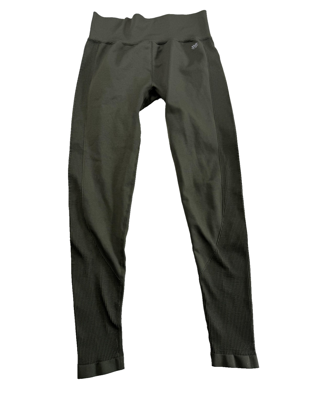 Vitality Leggings Womens Medium Olive Green Ribbed High Waist Stretch Yoga Pants